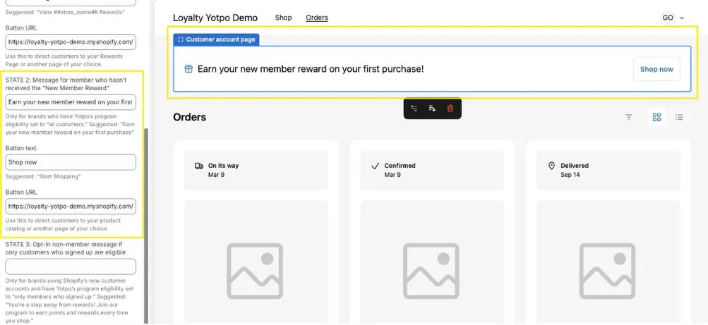 Account Page Extensions Yotpo